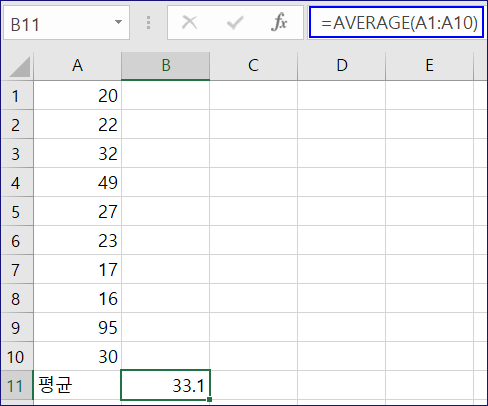 엑셀 평균 Average 함수